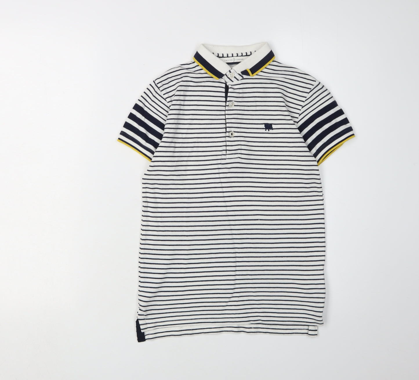 Jasper Conran Boys White Polo 8-9 Years Striped