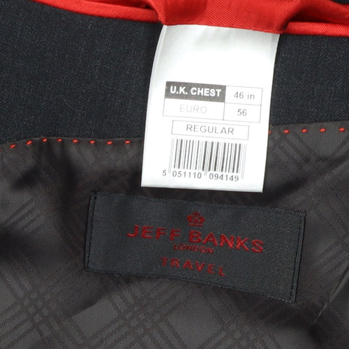 Jeff Banks Men's Black Suit Jacket, Regular Fit 46R