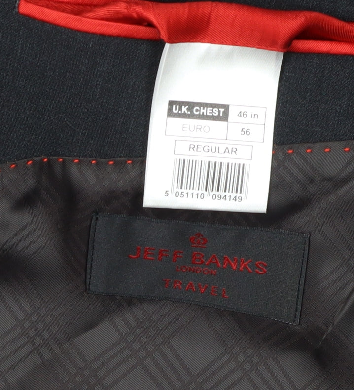Jeff Banks Men's Black Suit Jacket, Regular Fit 46R