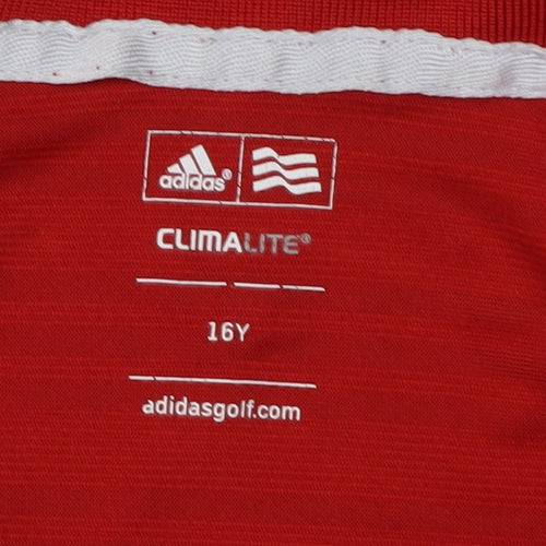 Adidas Boys Red Polo Shirt, 16 Years, Golf Activewear