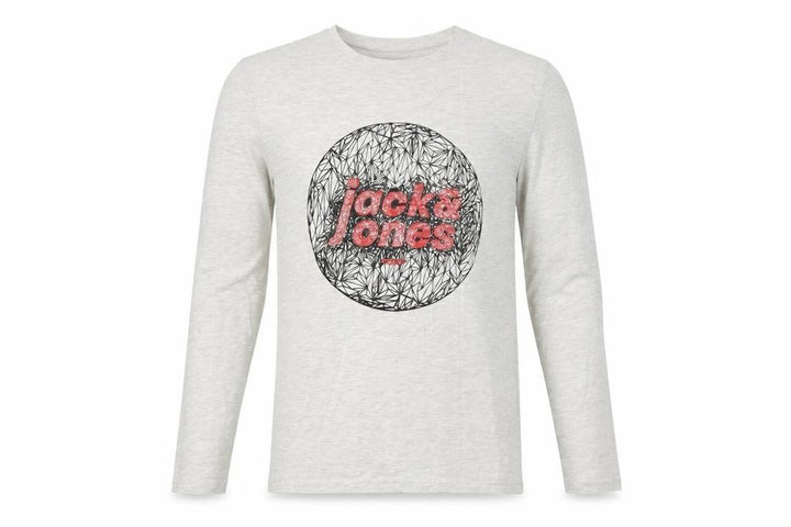 Jack & Jones Men’s Grey S T-Shirt, Long Sleeve, Crew Neck