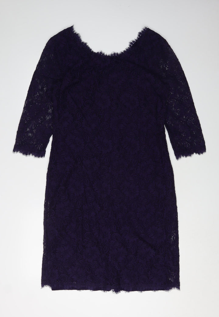 Jasper Conran Women's Black Lace Sheath Dress Size 14