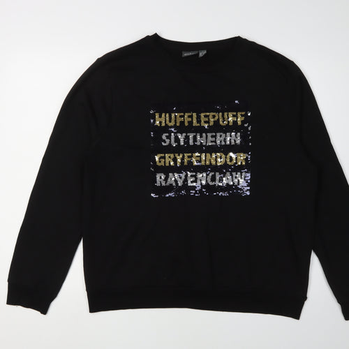 Harry Potter Women's Black Sequin Pullover Sweatshirt L