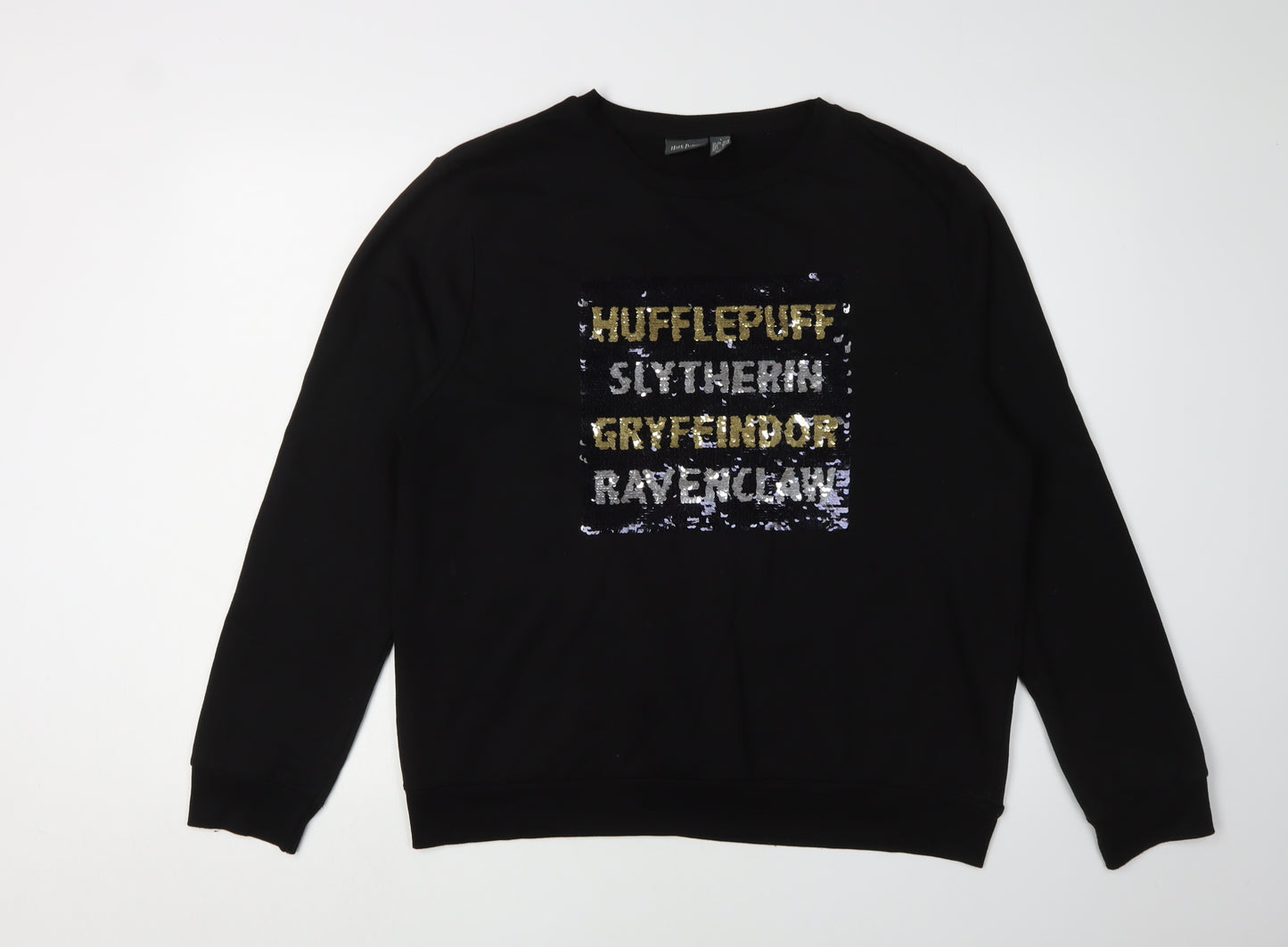 Harry Potter Women's Black Sequin Pullover Sweatshirt L