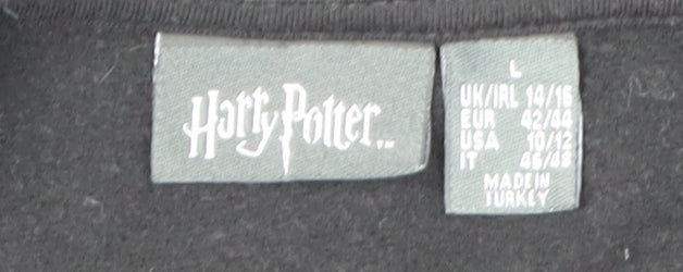 Harry Potter Women's Black Sequin Pullover Sweatshirt L