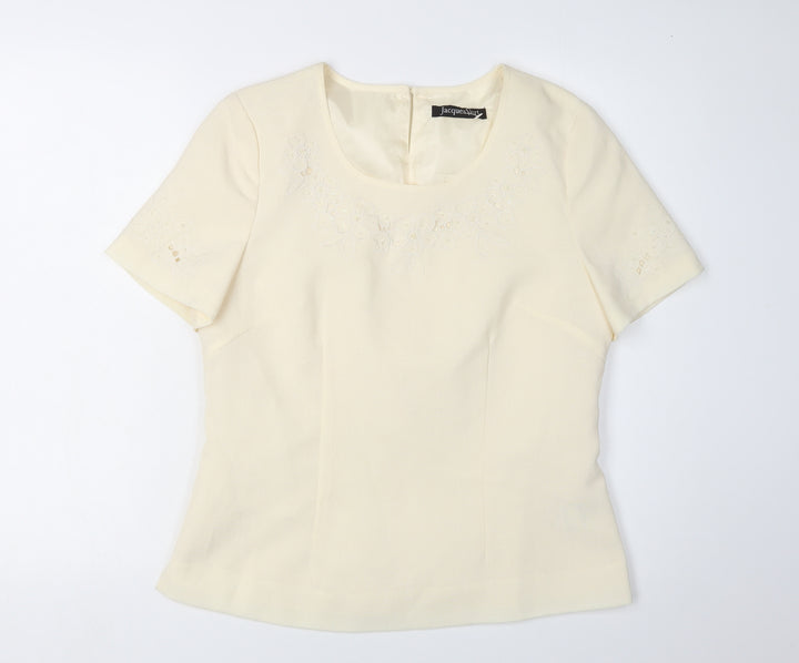 Jacques Vert Women's Ivory Embroidered Blouse Size 10