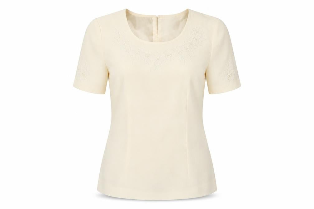 Front view of Jacques Vert Women's Ivory Embroidered Blouse, size 10