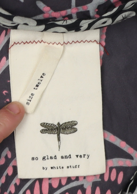 White Stuff Women's Multicoloured Silk Shift Dress Size 12