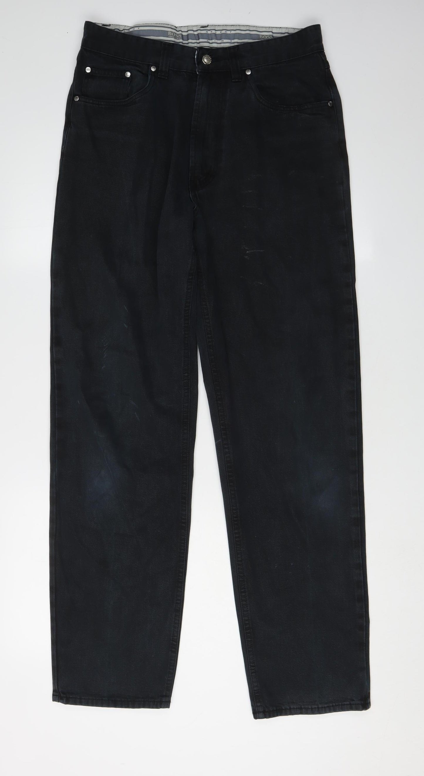 BOSS Men's Black Straight Jeans, Size 31, Dark Wash