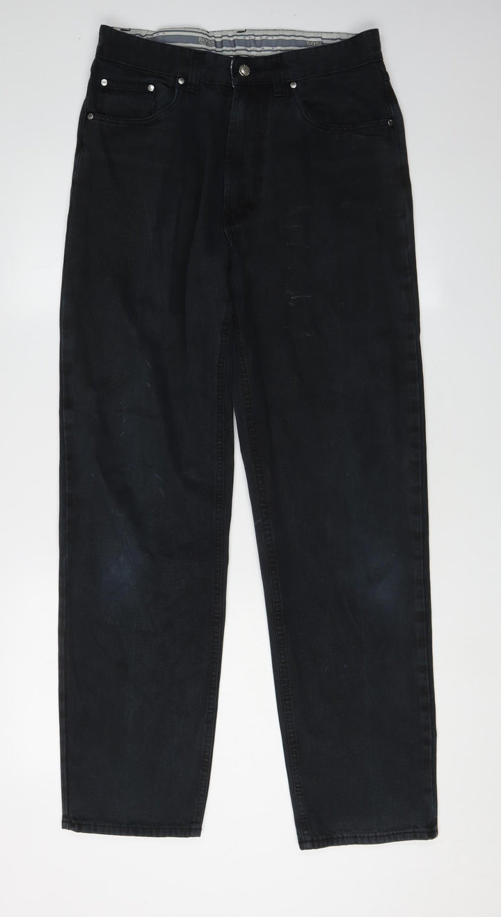 BOSS Men's Black Straight Jeans, Size 31, Dark Wash