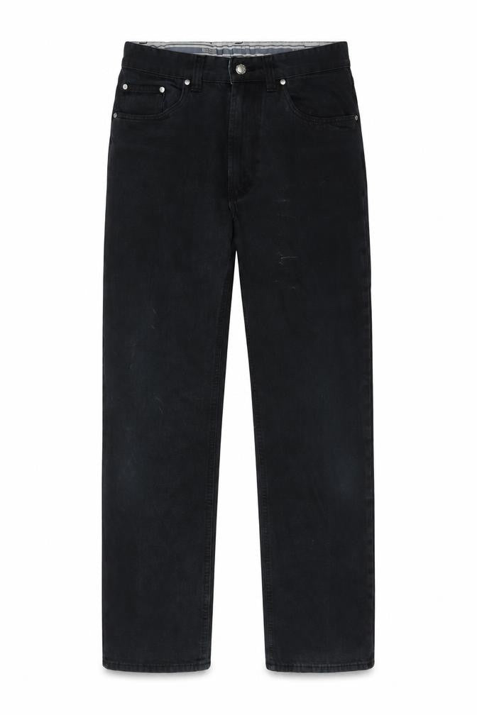 Front view of BOSS Men's Black Straight Jeans, size 31, Dark Wash