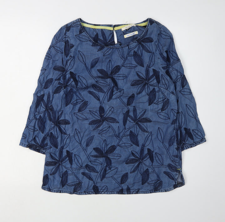 White Stuff Women's Blue Floral Tunic Blouse Size 6