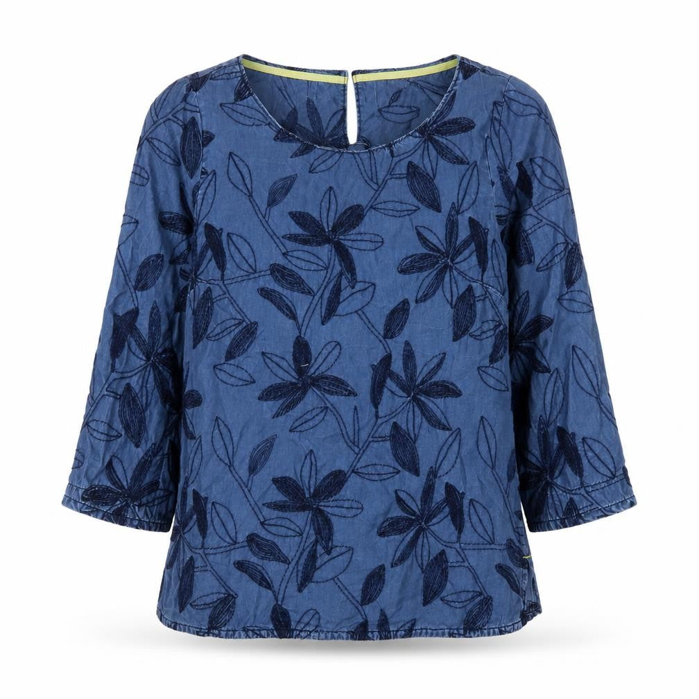 Front view of White Stuff Women's Blue Floral Tunic Blouse, size 6
