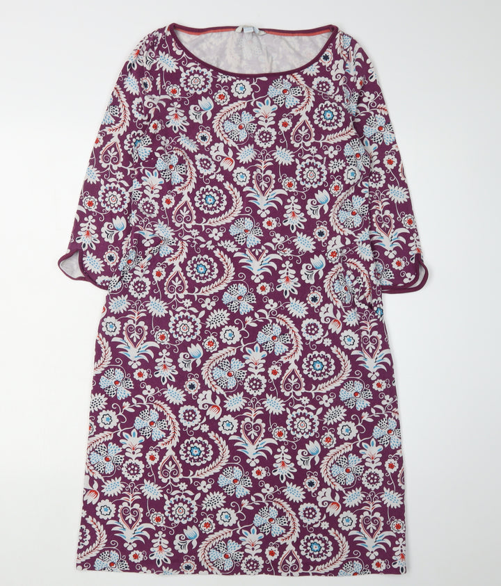 Boden Women's Purple Floral Shift Dress Size 12