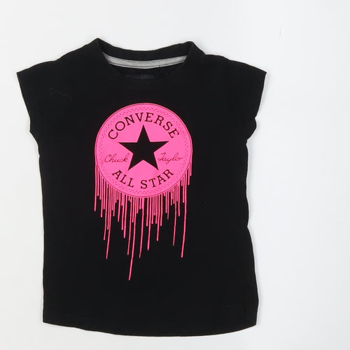 Converse Girls Black T-Shirt Graphic Print 2-3 Years Short Sleeve