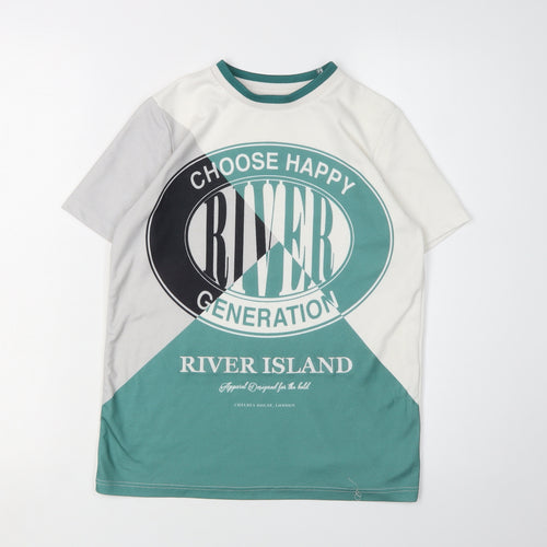 River Island Boys White T-Shirt, Graphic Print, 9-10 Years