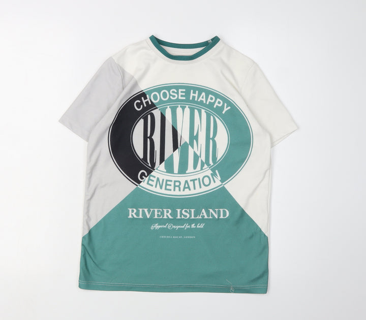 River Island Boys White T-Shirt, Graphic Print, 9-10 Years