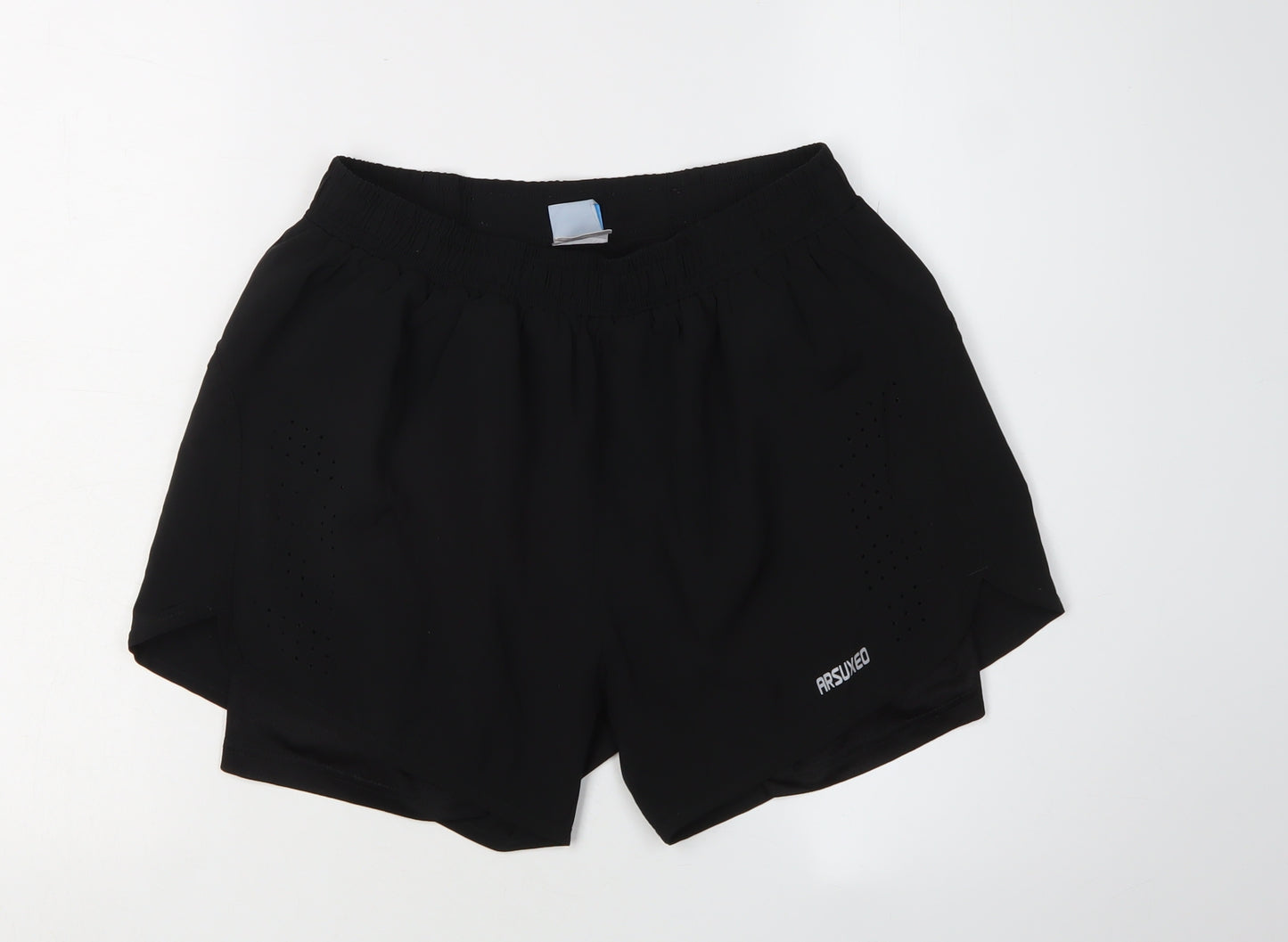 ARSUXEO Men's Black Athletic Running Shorts M