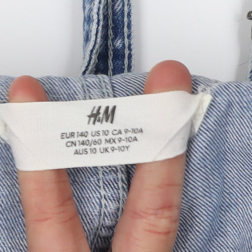 H&M Blue Denim Dungaree Girls 9-10 Years Casual
