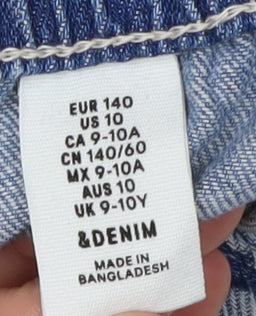 &Denim Girls Blue Denim Shorts, Casual Summer, 9-10 Years