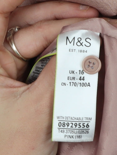 Marks and Spencer Women's Pink Hooded Puffer Jacket Size 16
