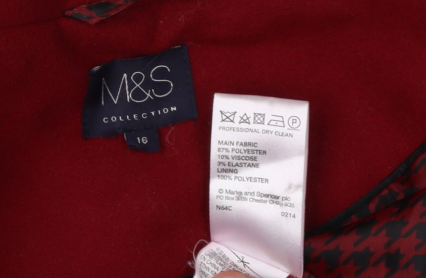 Marks and Spencer Women's Red Mid-Length Overcoat Size 16