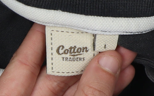 Cotton Traders Men's Black Long Sleeve Polo