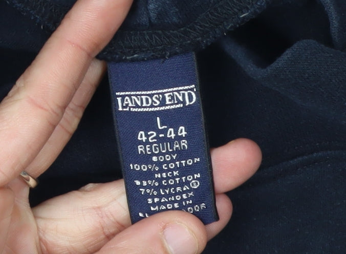 Lands' End Men's Black Long Sleeve Mock Neck T-Shirt