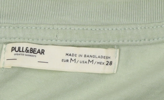 Pull & Bear Women's Green Graphic T-Shirt M