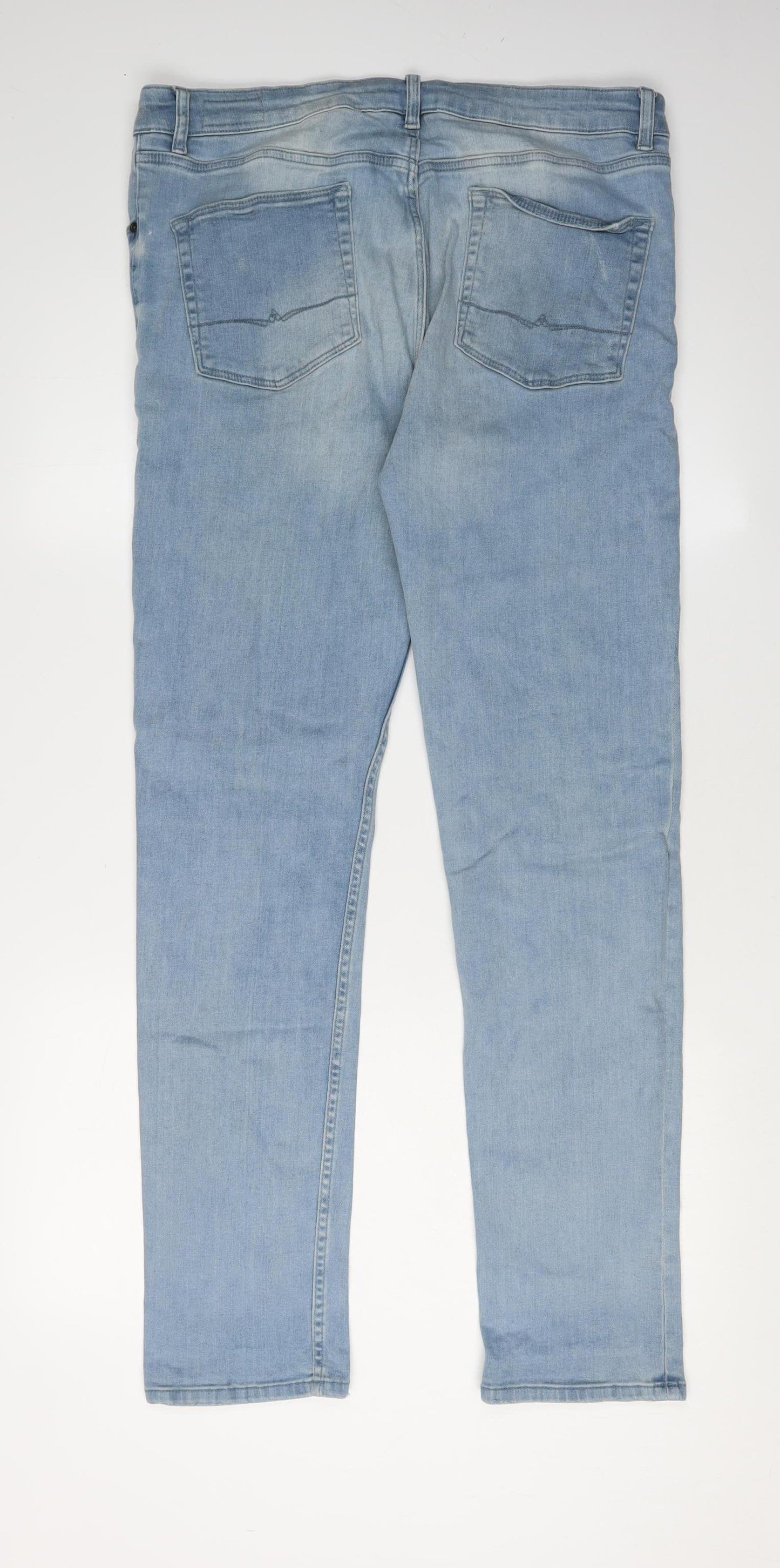 ASOS Men’s Blue Straight Jeans, L, Distressed Style