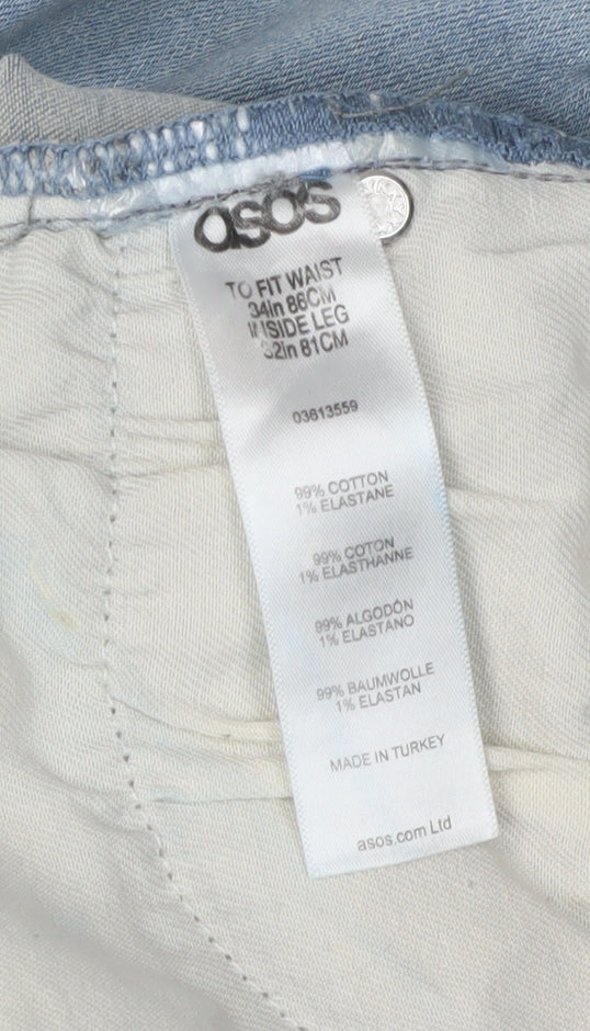 ASOS Men’s Blue Straight Jeans, L, Distressed Style