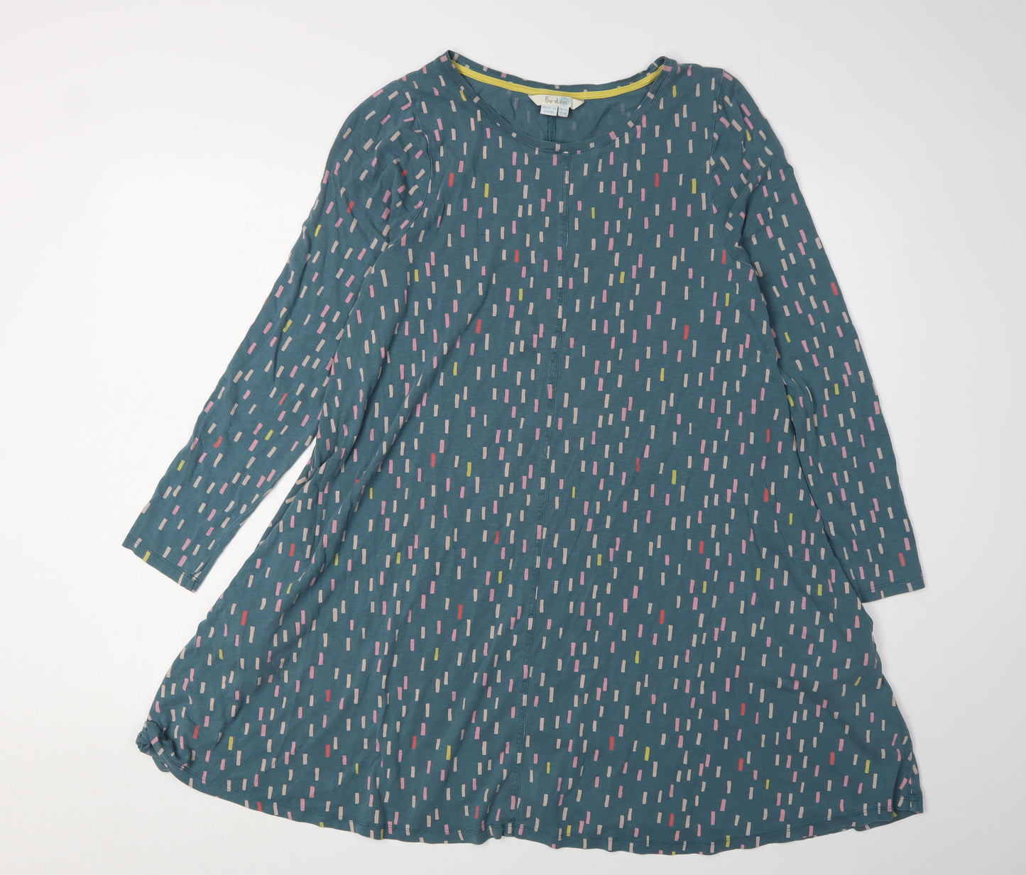 Boden Women's Blue A-Line Dress, Size 12, Geometric Print
