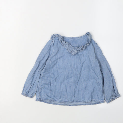 GAP Unisex Baby Blue Denim Blouse, 18-24 Months, Casual Style