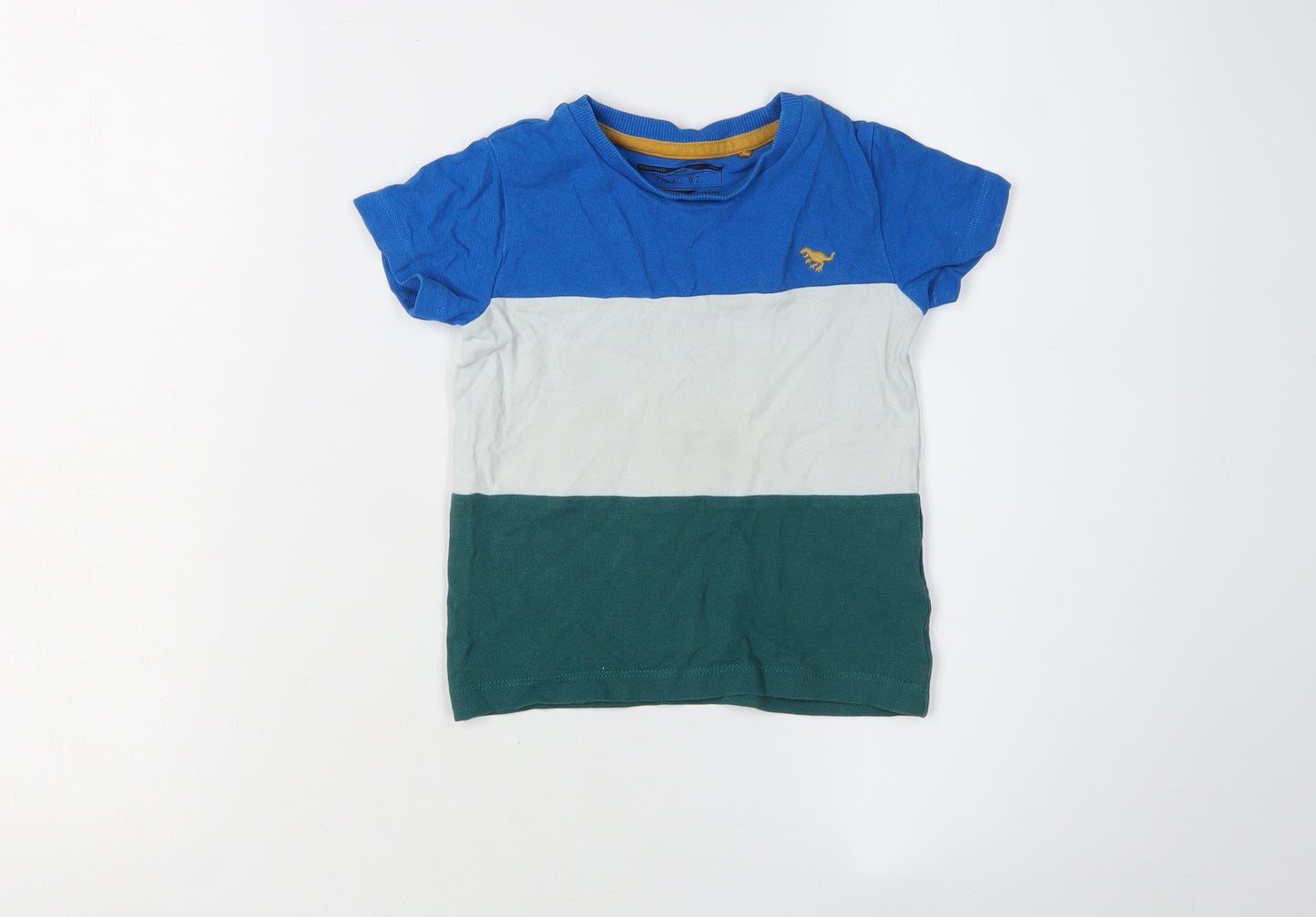 Next Boys Colourblock T-Shirt, Blue/White/Green, 2 Years