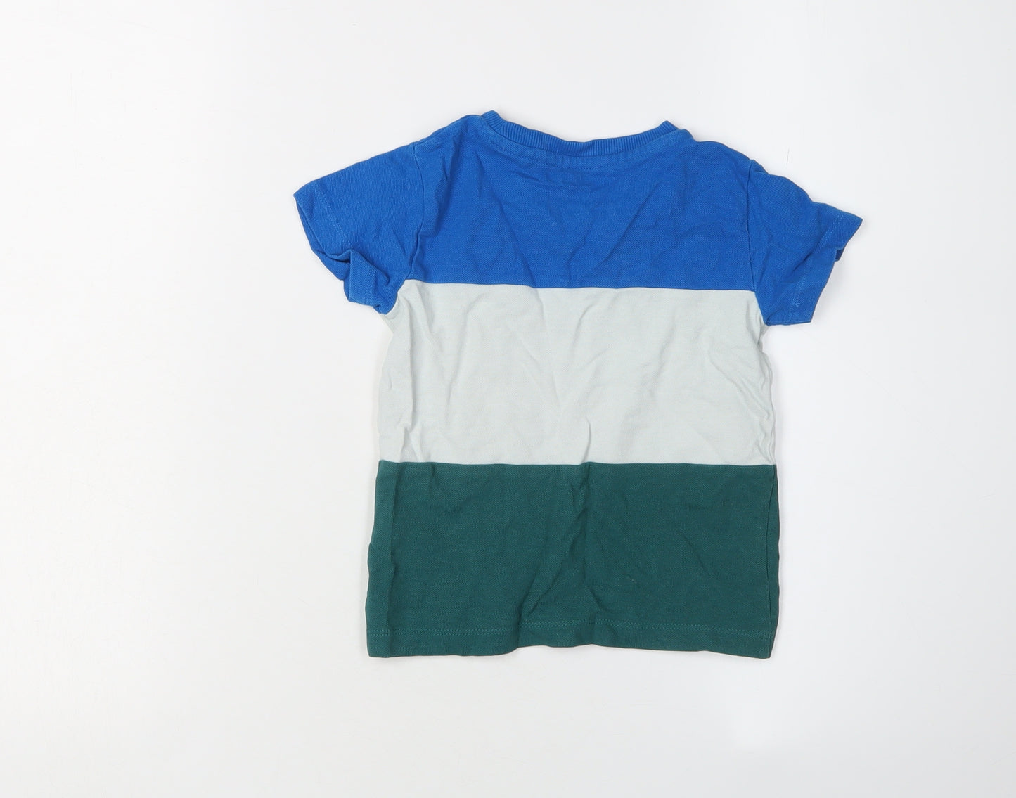 Next Boys Colourblock T-Shirt, Blue/White/Green, 2 Years