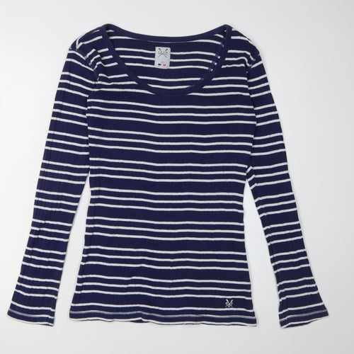 Crew Clothing Co. Women's Blue Striped T-Shirt, Size 12