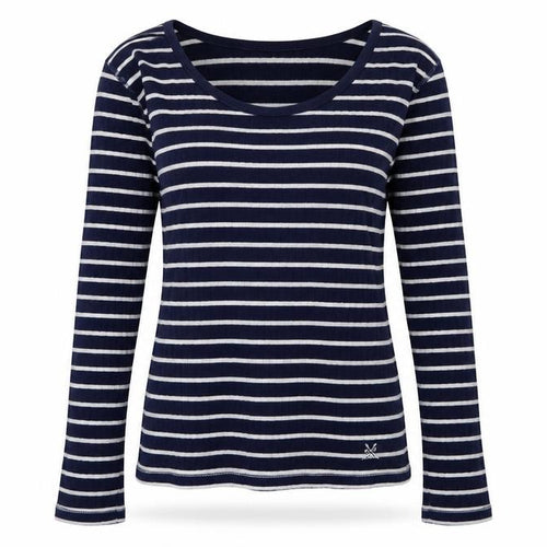 Crew Clothing Co. Women's Blue Striped T-Shirt, Size 12