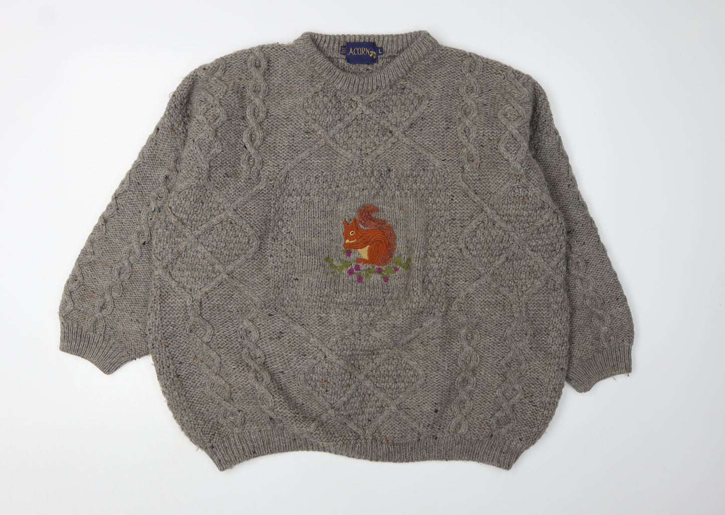 Acorn Women's Grey Wool Pullover Jumper L