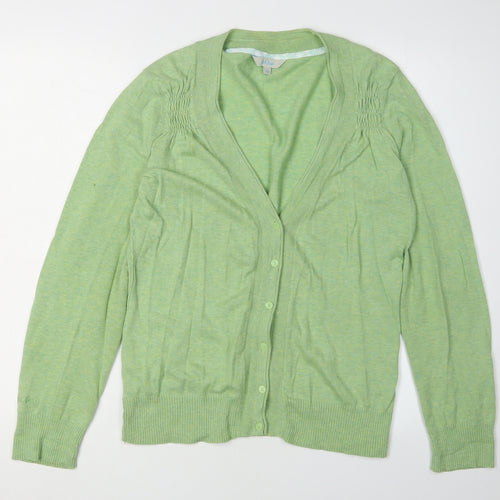 Fat Face Women's Green Cardigan, Size 14, Casual Cotton Knit