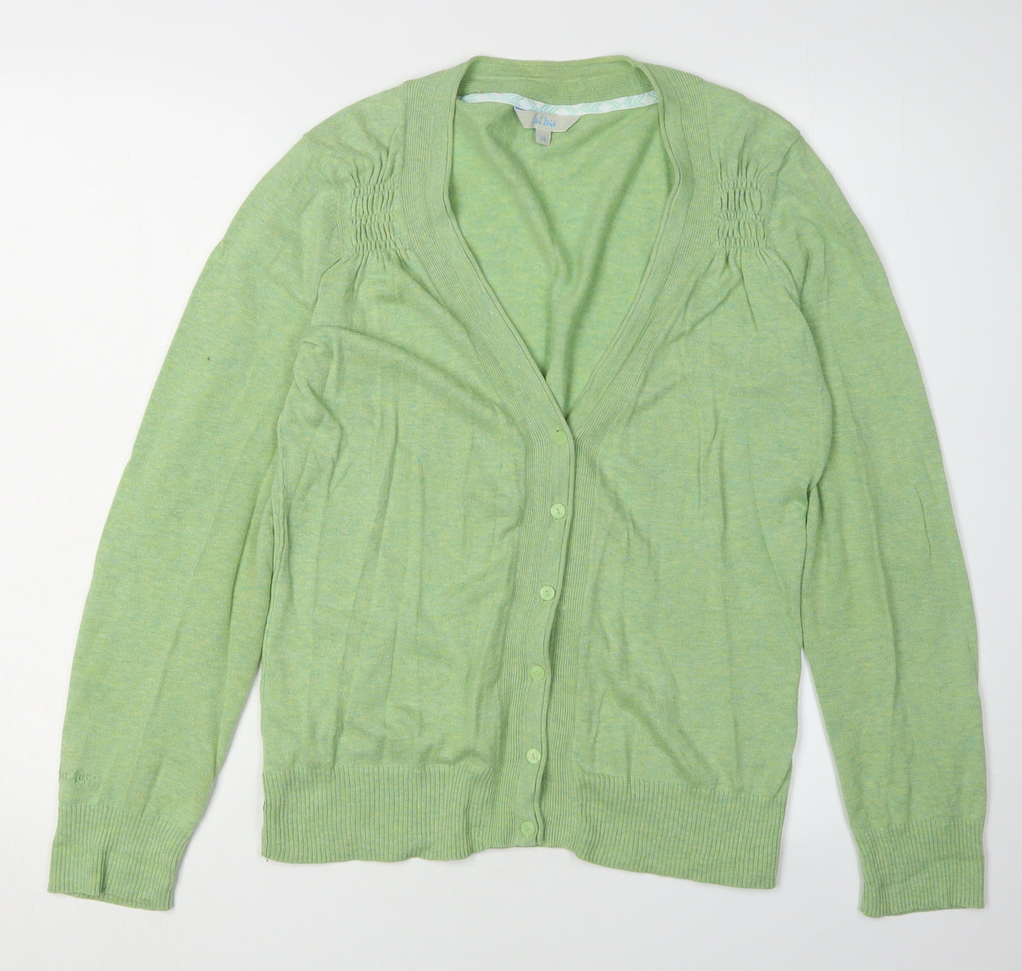 Fat Face Women's Green Cardigan, Size 14, Casual Cotton Knit