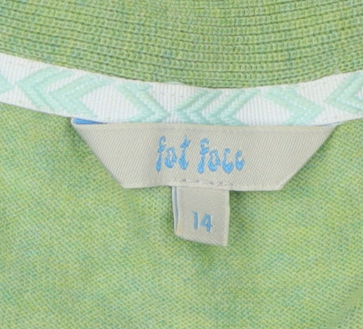 Fat Face Women's Green Cardigan, Size 14, Casual Cotton Knit