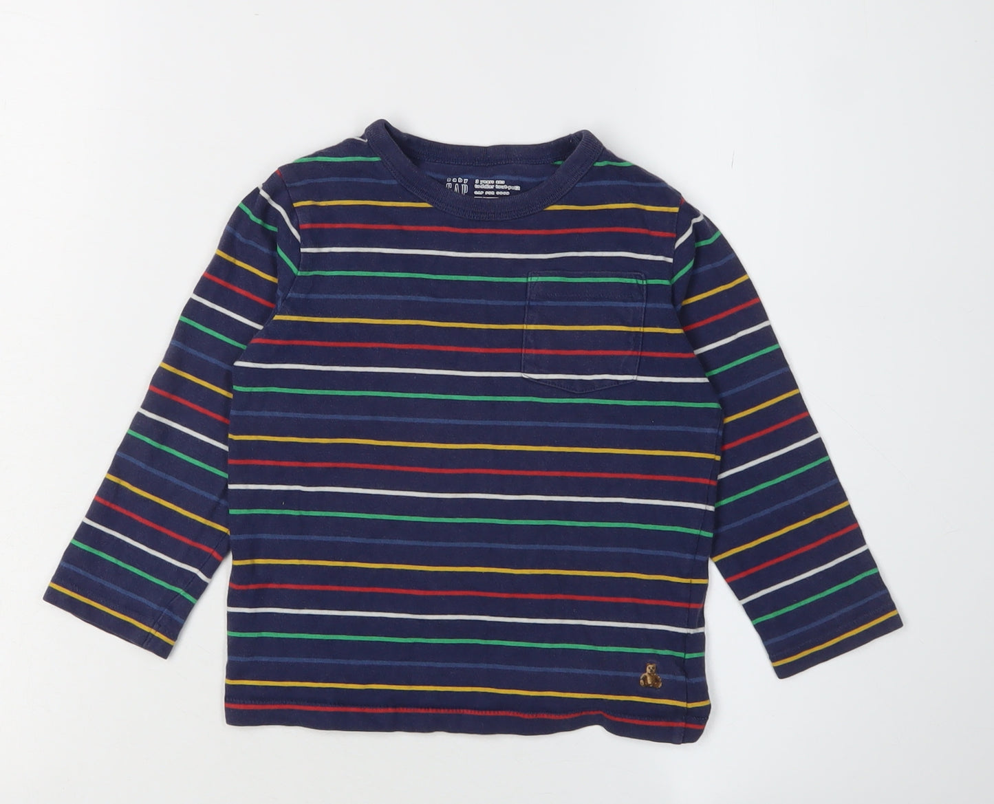 GAP Boys Blue Striped Long Sleeve T-Shirt Size 3 Years