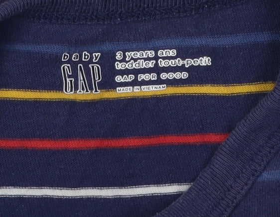 GAP Boys Blue Striped Long Sleeve T-Shirt Size 3 Years