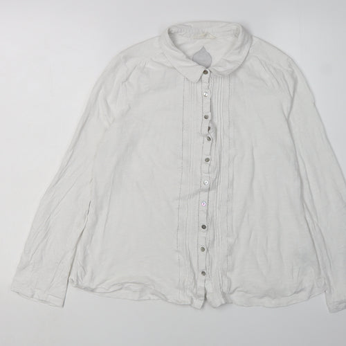 White Stuff Women's White Button-Up Shirt, Size 14