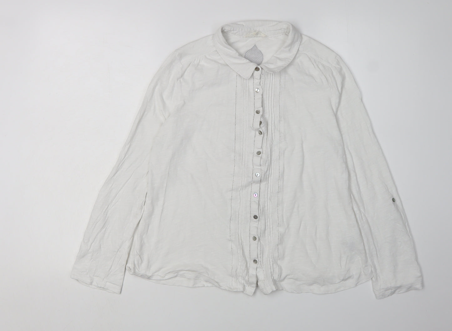 White Stuff Women's White Button-Up Shirt, Size 14