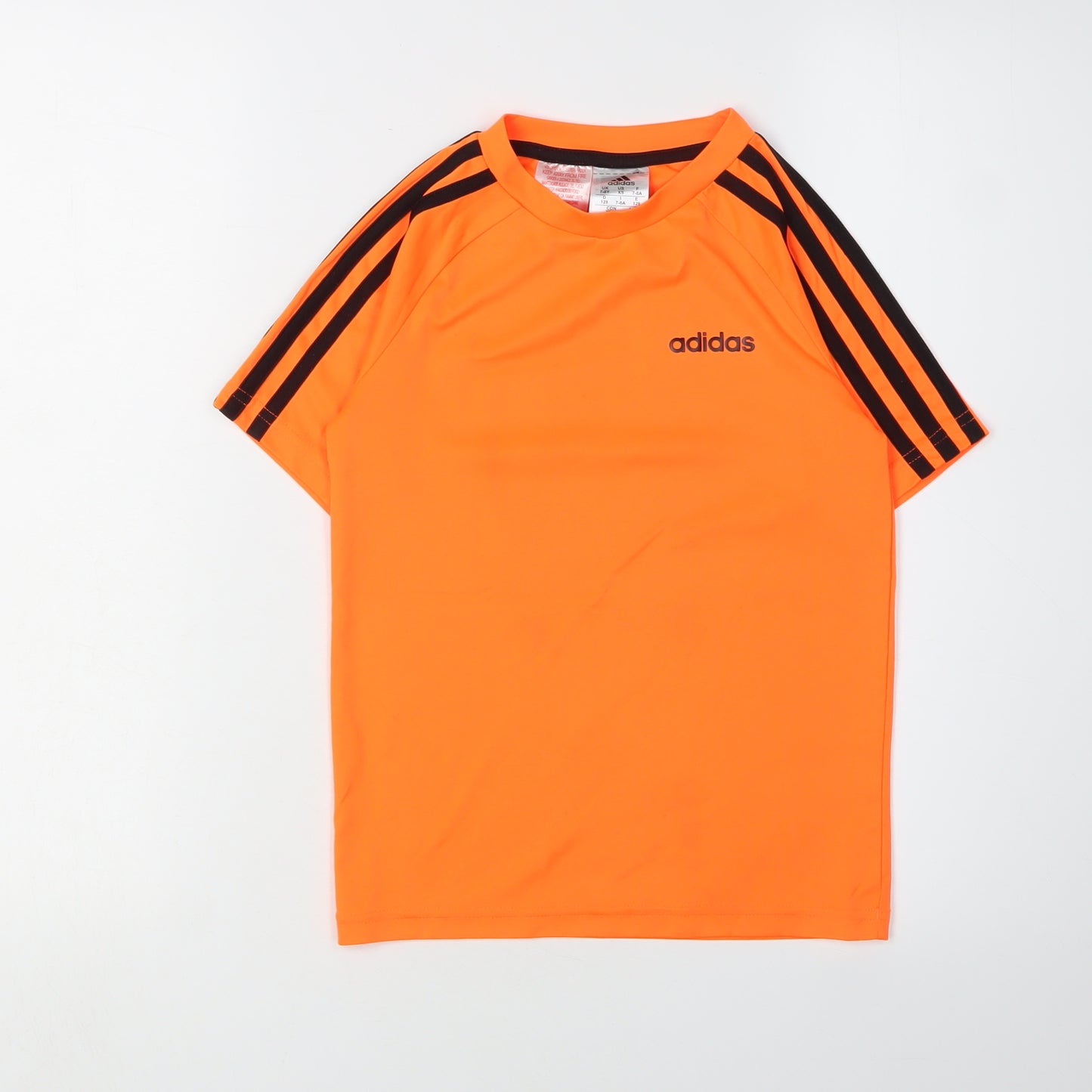 Adidas Boys Orange T-Shirt, Size 7-8, Crew Neck, Activewear