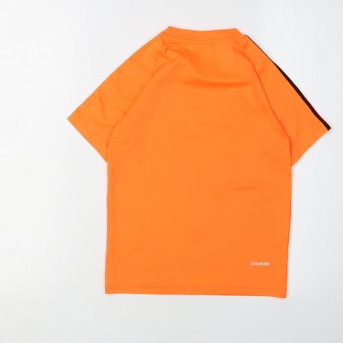 Adidas Boys Orange T-Shirt, Size 7-8, Crew Neck, Activewear