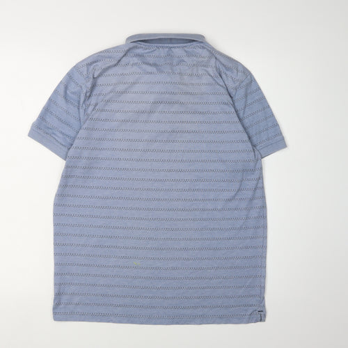 Larsson & Co Men's Polo Shirt Blue M Geometric Cotton Casual