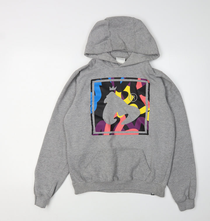 Money Girls Grey Pullover Hoodie 13 Years Graphic Print