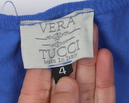 Vera Tucci Women's Blue Dress, Size 2, Round Neck